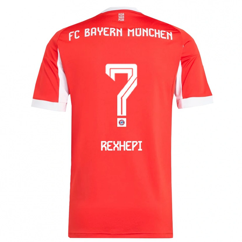 Danxen Mænd Erion Rexhepi #0 Rød Hvid Hjemmebane Spillertrøjer 2025/26 Trøje T-Shirt