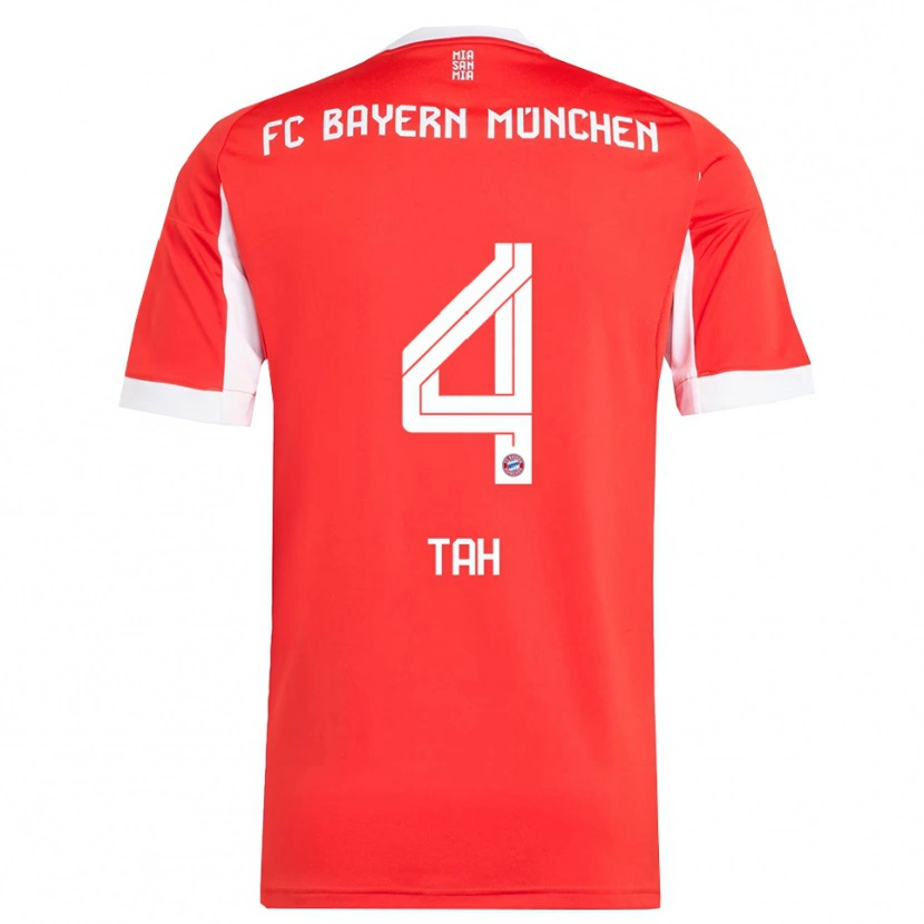 Danxen Mænd Jonathan Tah #4 Rød Hvid Hjemmebane Spillertrøjer 2025/26 Trøje T-Shirt