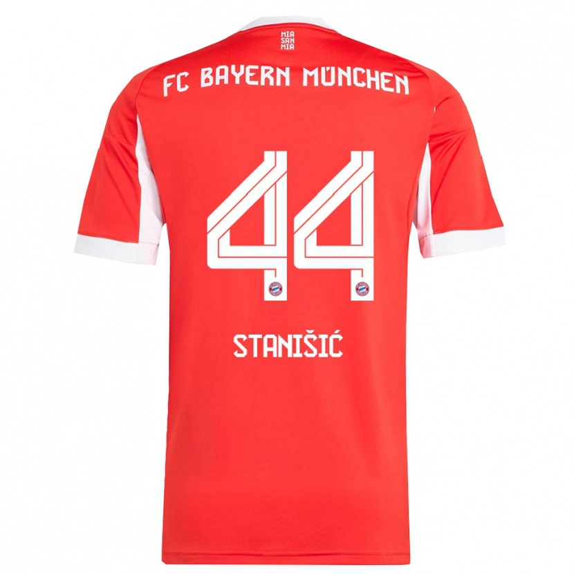 Danxen Mænd Josip Stanisic #44 Rød Hvid Hjemmebane Spillertrøjer 2025/26 Trøje T-Shirt