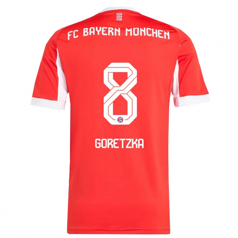 Danxen Mænd Leon Goretzka #8 Rød Hvid Hjemmebane Spillertrøjer 2025/26 Trøje T-Shirt