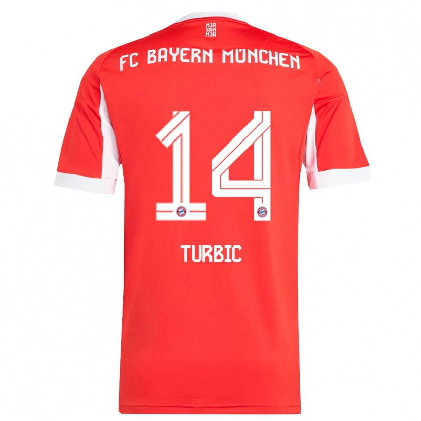 Danxen Mænd Vedad Turbic #14 Rød Hvid Hjemmebane Spillertrøjer 2025/26 Trøje T-Shirt