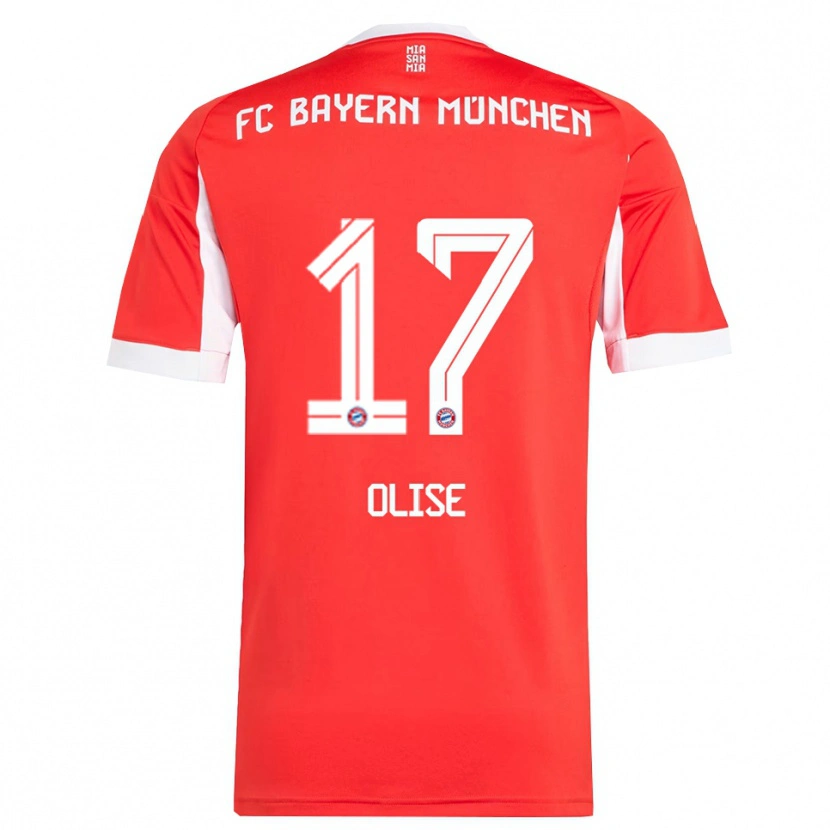 Danxen Mænd Michael Olise #17 Rød Hvid Hjemmebane Spillertrøjer 2025/26 Trøje T-Shirt
