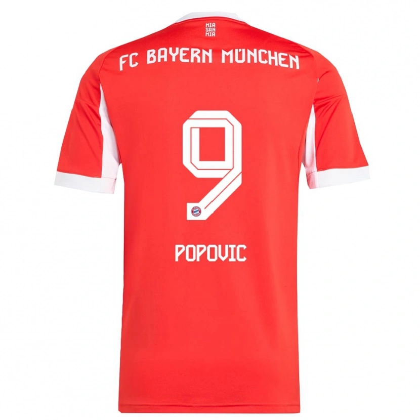 Danxen Mænd Marko Popovic #9 Rød Hvid Hjemmebane Spillertrøjer 2025/26 Trøje T-Shirt
