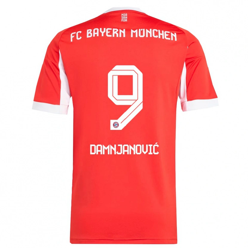 Danxen Mænd Jovana Damnjanović #9 Rød Hvid Hjemmebane Spillertrøjer 2025/26 Trøje T-Shirt