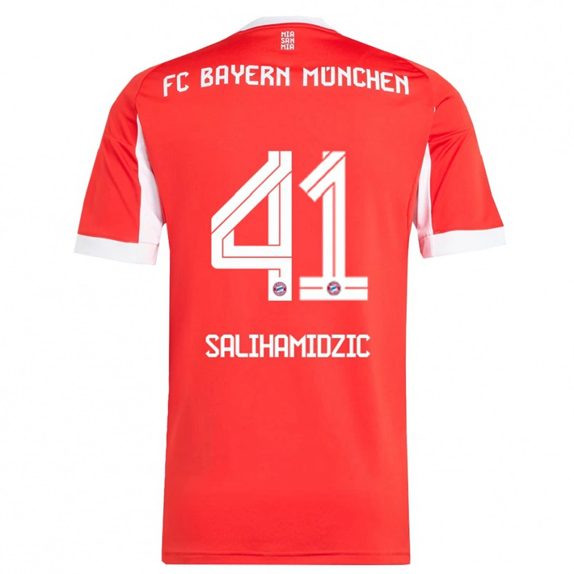 Danxen Mænd Nick Salihamidzic #41 Rød Hvid Hjemmebane Spillertrøjer 2025/26 Trøje T-Shirt