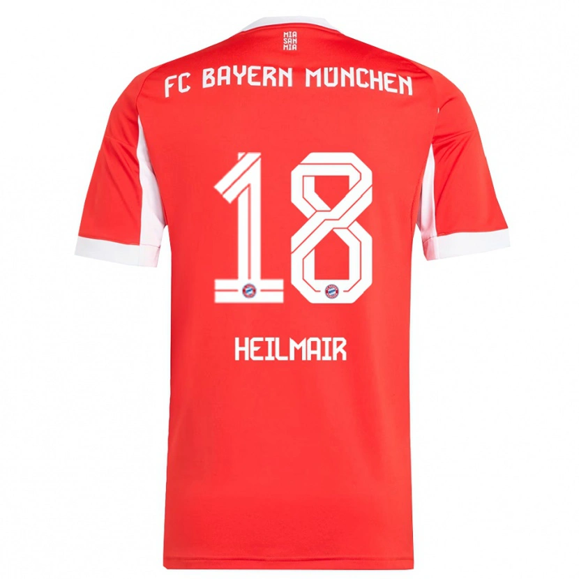 Danxen Mænd Hannes Heilmair #18 Rød Hvid Hjemmebane Spillertrøjer 2025/26 Trøje T-Shirt