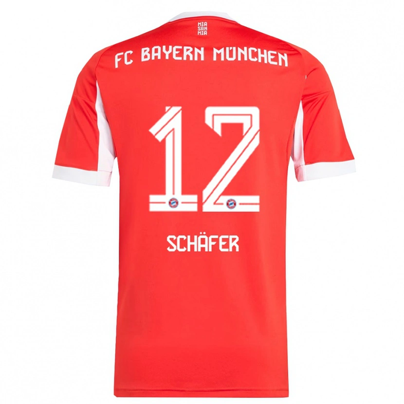 Danxen Mænd Luis Schäfer #12 Rød Hvid Hjemmebane Spillertrøjer 2025/26 Trøje T-Shirt
