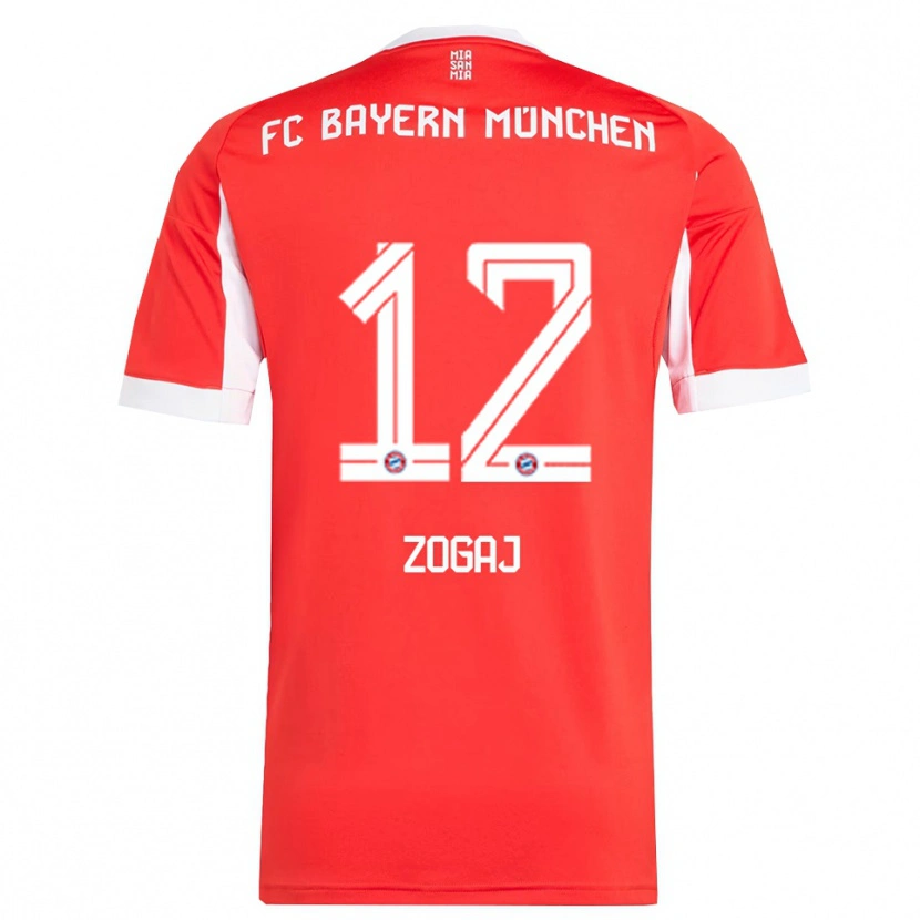 Danxen Mænd Nderim Zogaj #12 Rød Hvid Hjemmebane Spillertrøjer 2025/26 Trøje T-Shirt