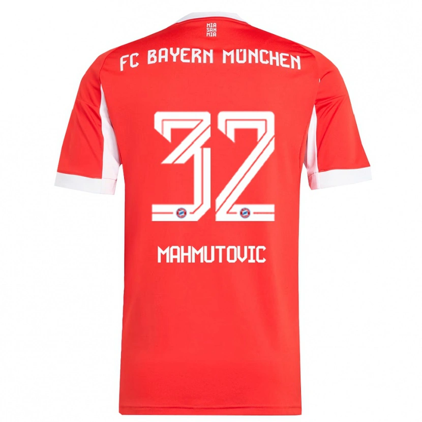 Danxen Mænd Ena Mahmutovic #32 Rød Hvid Hjemmebane Spillertrøjer 2025/26 Trøje T-Shirt