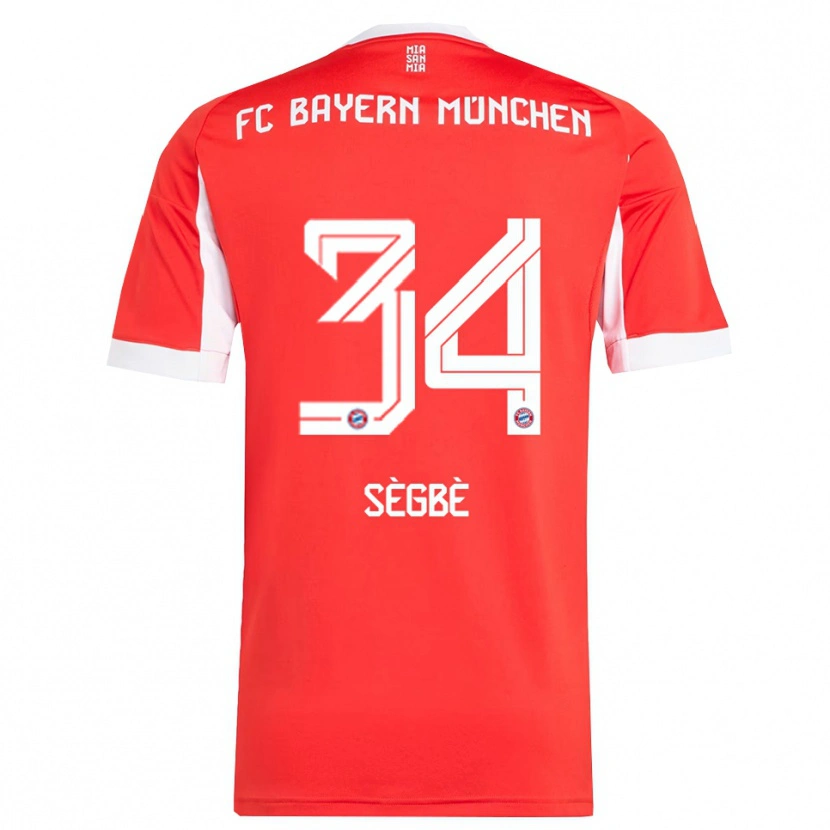 Danxen Mænd Désiré Sègbè #34 Rød Hvid Hjemmebane Spillertrøjer 2025/26 Trøje T-Shirt