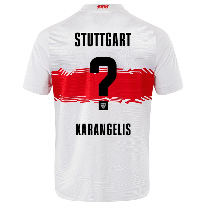 Danxen Mænd Konstantinos Karangelis #0 Hvid Rød Hjemmebane Spillertrøjer 2025/26 Trøje T-Shirt