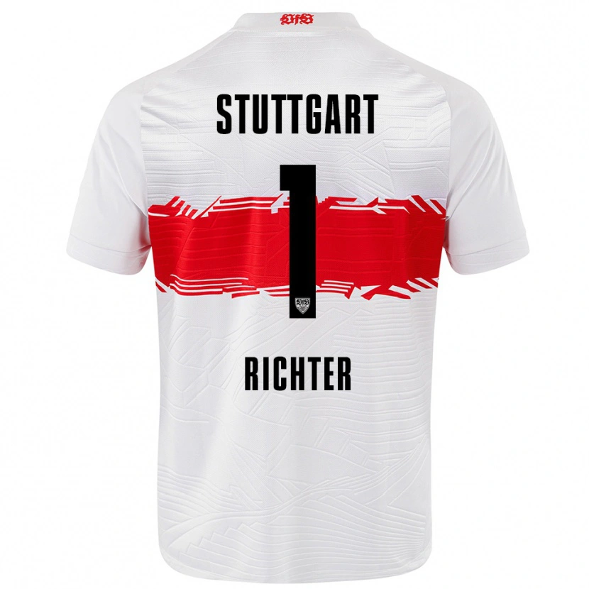 Danxen Mænd Nils Richter #1 Hvid Rød Hjemmebane Spillertrøjer 2025/26 Trøje T-Shirt