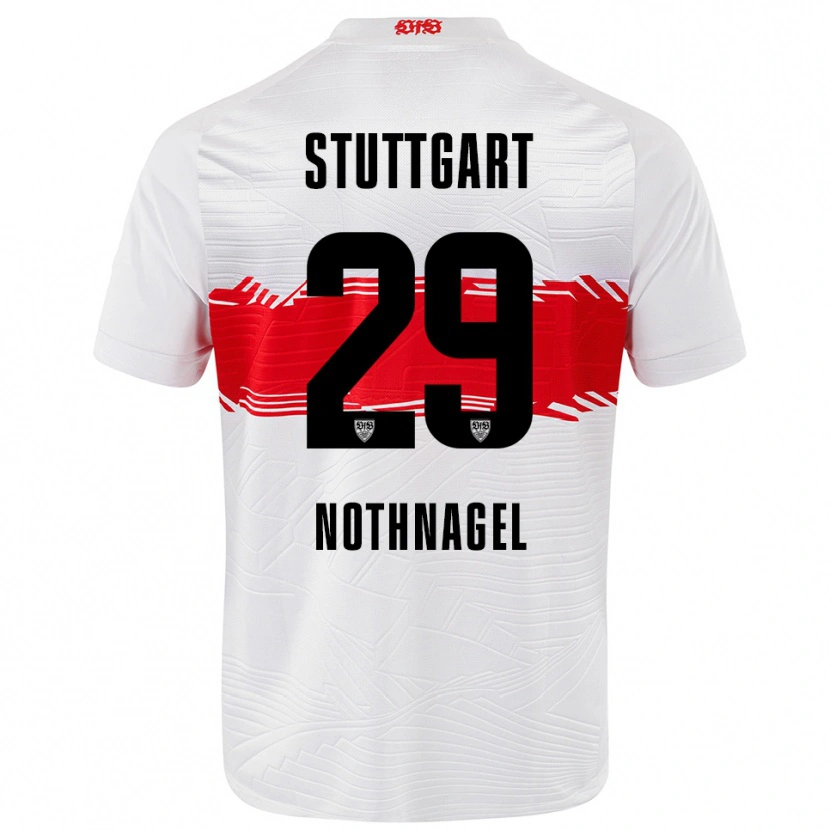 Danxen Mænd Dominik Nothnagel #29 Hvid Rød Hjemmebane Spillertrøjer 2025/26 Trøje T-Shirt