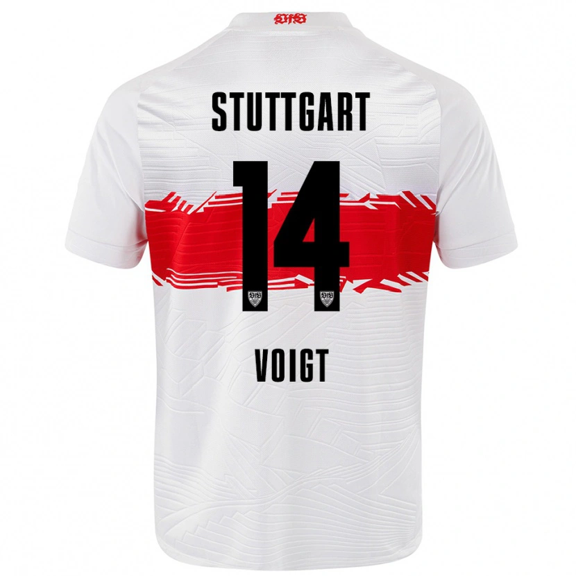 Danxen Mænd Max Voigt #14 Hvid Rød Hjemmebane Spillertrøjer 2025/26 Trøje T-Shirt