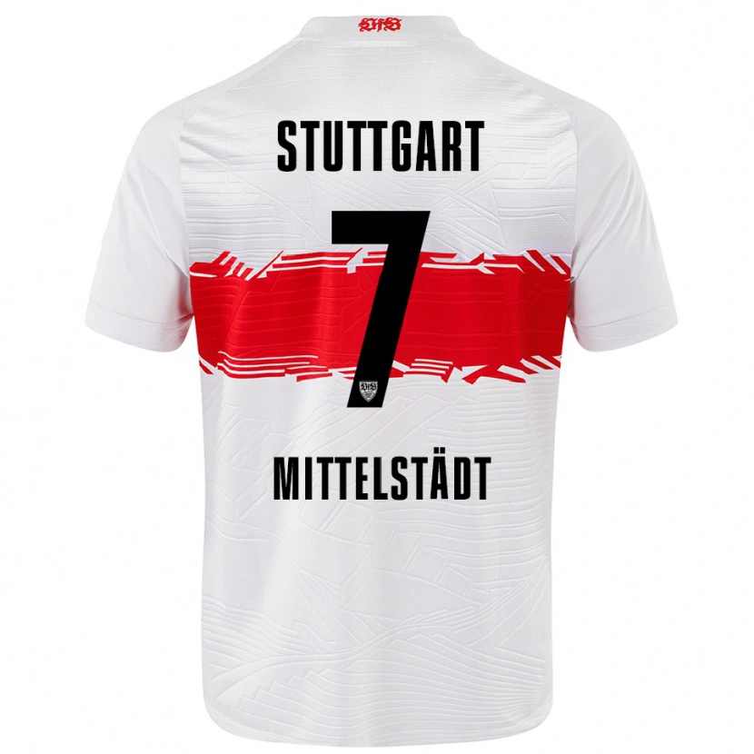 Danxen Mænd Maximilian Mittelstädt #7 Hvid Rød Hjemmebane Spillertrøjer 2025/26 Trøje T-Shirt