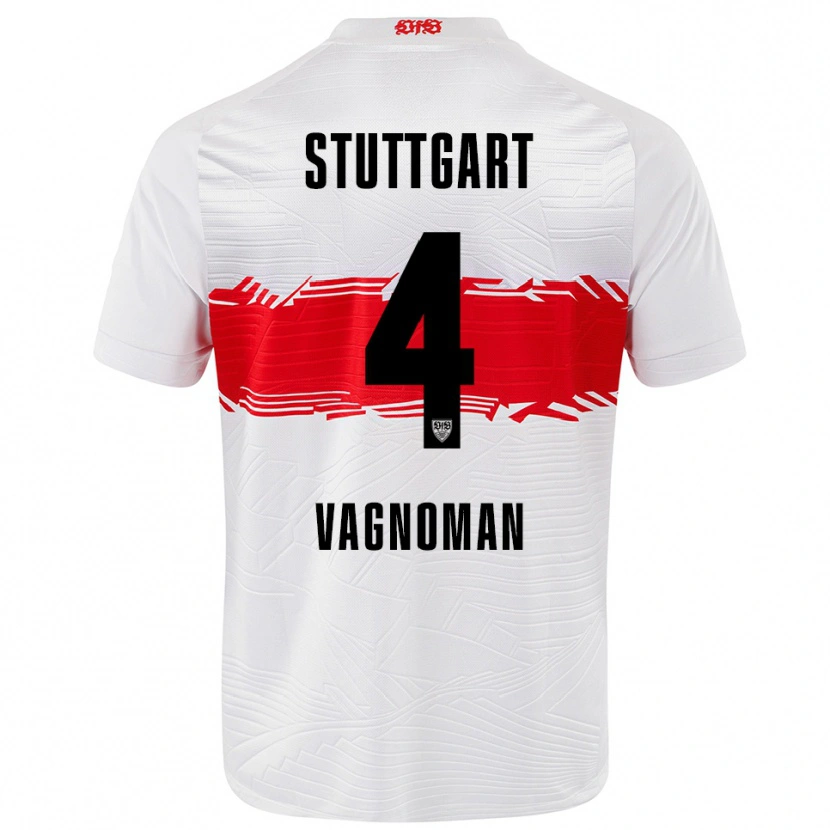 Danxen Mænd Josha Vagnoman #4 Hvid Rød Hjemmebane Spillertrøjer 2025/26 Trøje T-Shirt