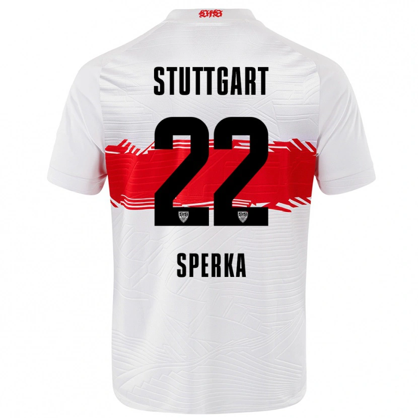 Danxen Mænd Bastian Sperka #22 Hvid Rød Hjemmebane Spillertrøjer 2025/26 Trøje T-Shirt