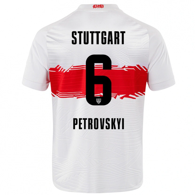 Danxen Mænd Mykola Petrovskyi #6 Hvid Rød Hjemmebane Spillertrøjer 2025/26 Trøje T-Shirt