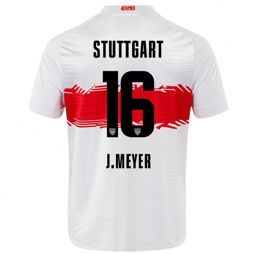 Danxen Mænd Jordan Meyer #16 Hvid Rød Hjemmebane Spillertrøjer 2025/26 Trøje T-Shirt