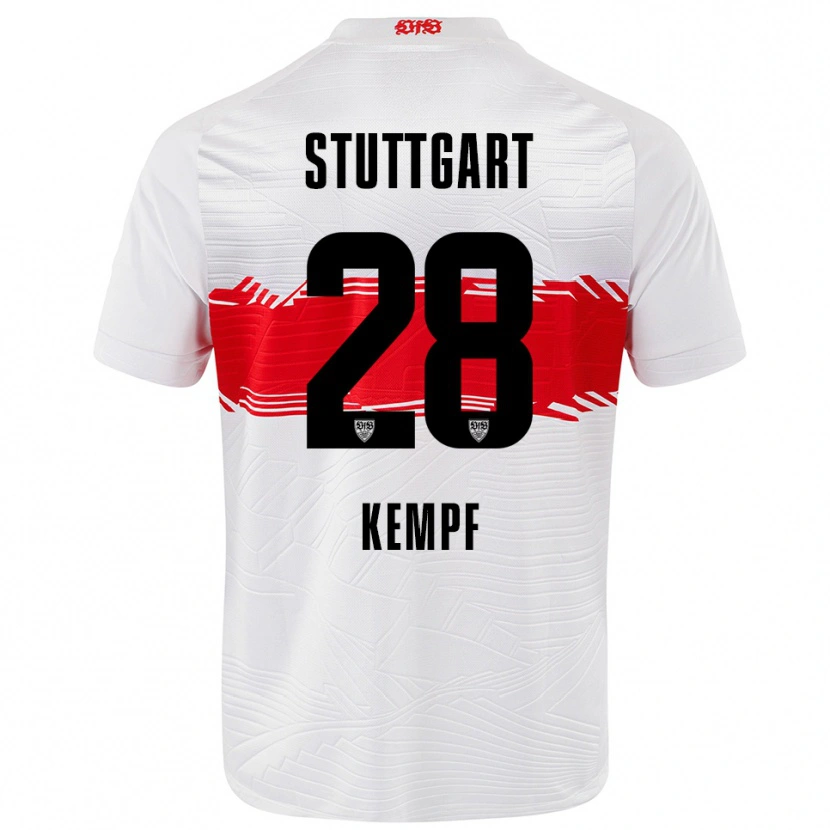Danxen Mænd Karl Kempf #28 Hvid Rød Hjemmebane Spillertrøjer 2025/26 Trøje T-Shirt