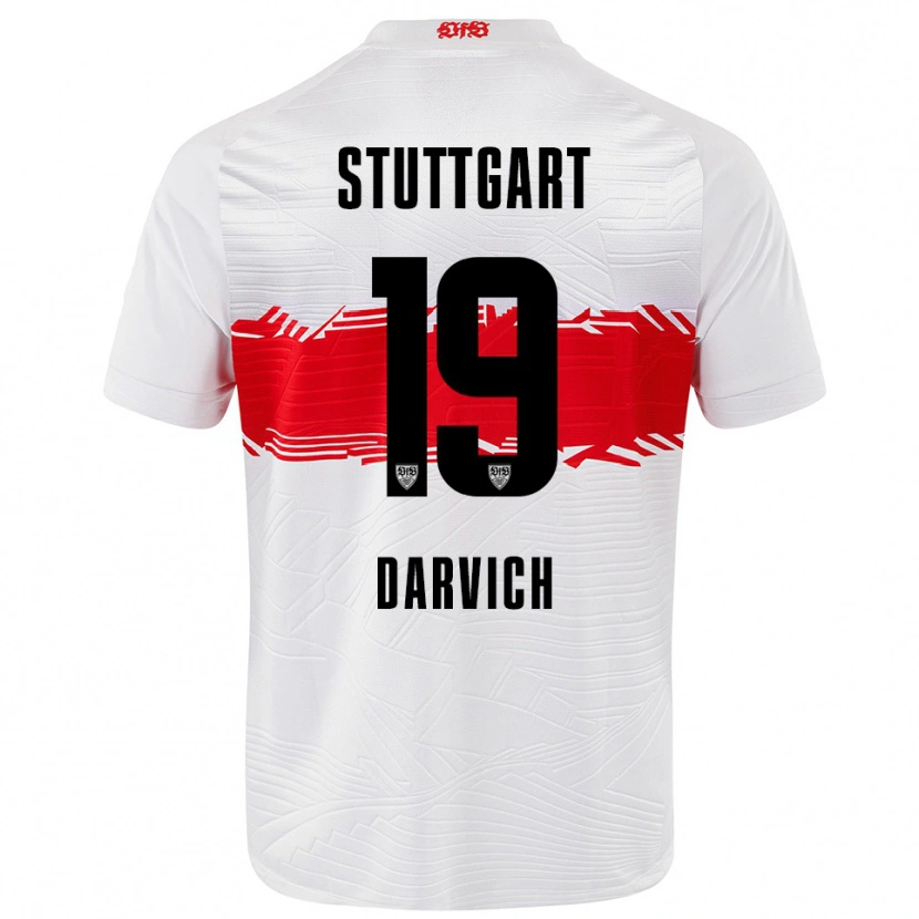 Danxen Mænd Noah Darvich #19 Hvid Rød Hjemmebane Spillertrøjer 2025/26 Trøje T-Shirt