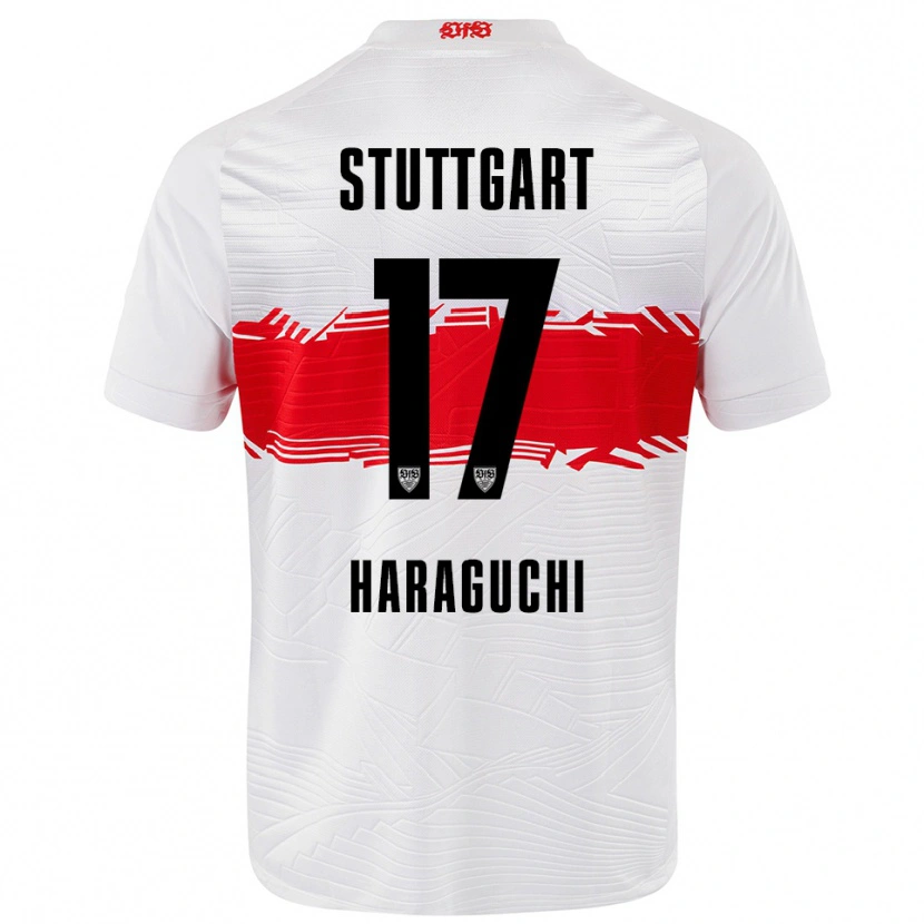 Danxen Mænd Genki Haraguchi #17 Hvid Rød Hjemmebane Spillertrøjer 2025/26 Trøje T-Shirt
