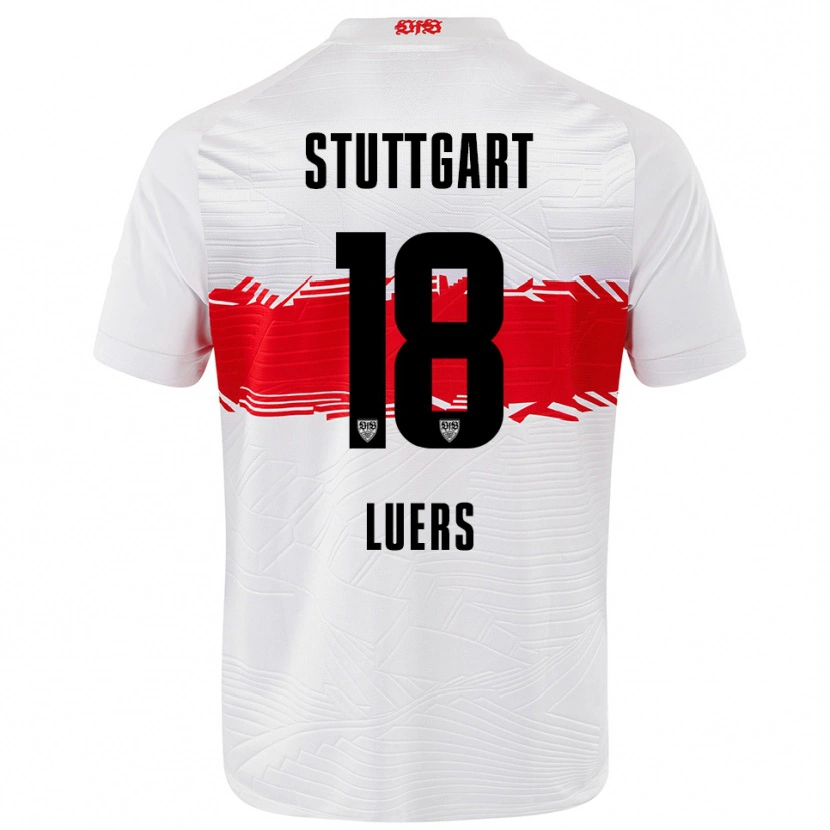 Danxen Mænd Julian Lüers #18 Hvid Rød Hjemmebane Spillertrøjer 2025/26 Trøje T-Shirt