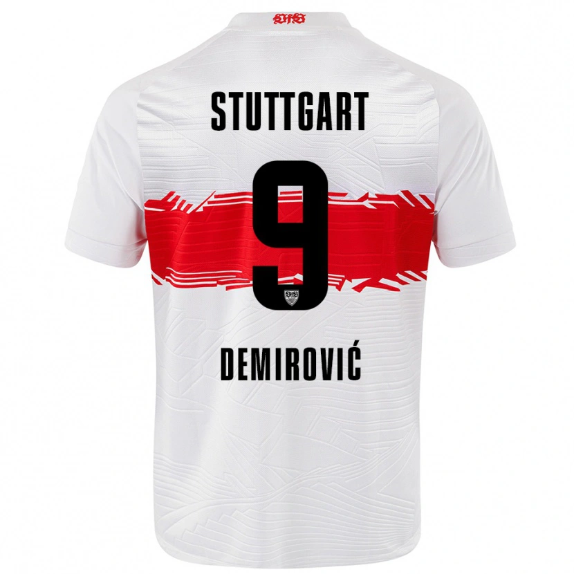 Danxen Mænd Ermedin Demirovic #9 Hvid Rød Hjemmebane Spillertrøjer 2025/26 Trøje T-Shirt