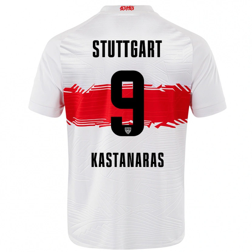 Danxen Mænd Thomas Kastanaras #9 Hvid Rød Hjemmebane Spillertrøjer 2025/26 Trøje T-Shirt