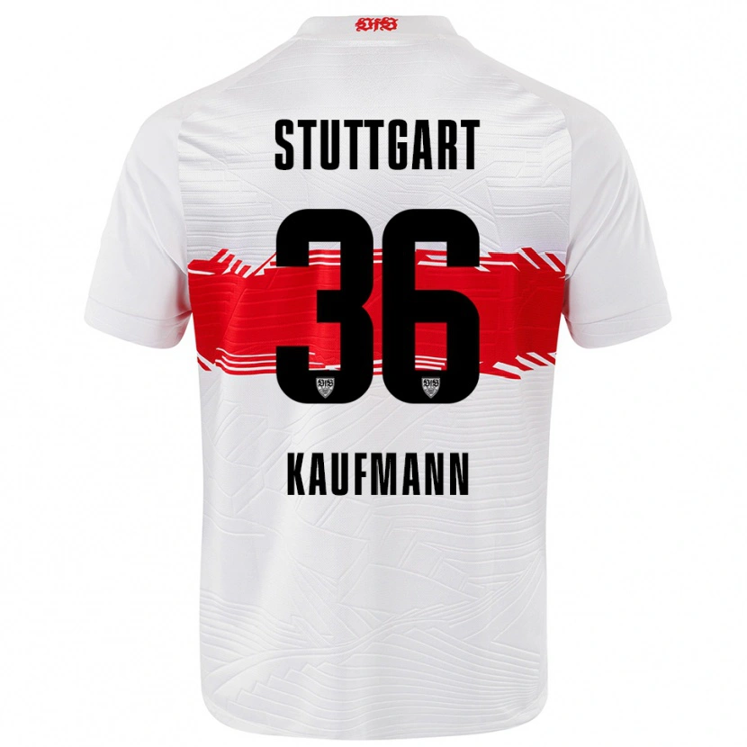 Danxen Mænd Tino Kaufmann #36 Hvid Rød Hjemmebane Spillertrøjer 2025/26 Trøje T-Shirt