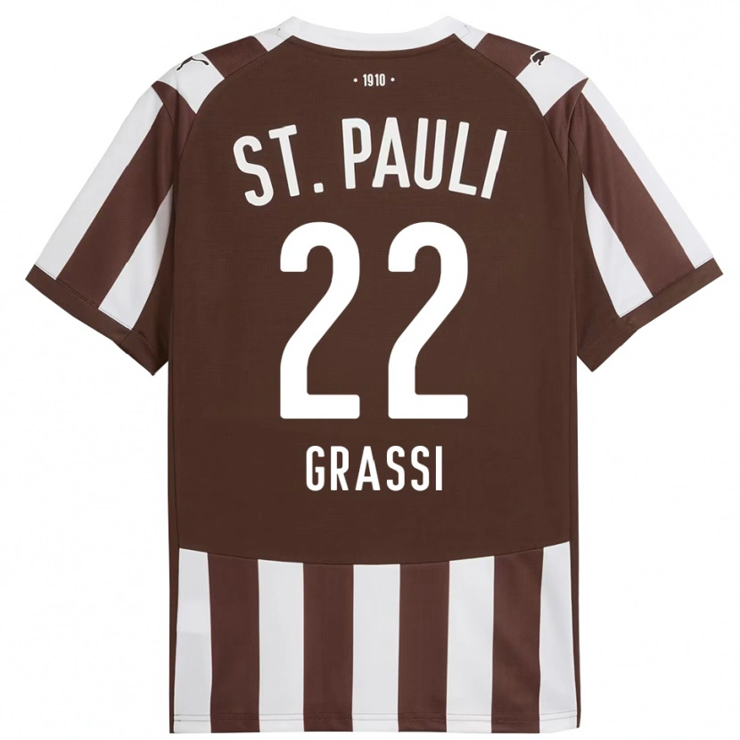 Danxen Mænd Levi Grassi #22 Kaffe Hvid Hjemmebane Spillertrøjer 2025/26 Trøje T-Shirt