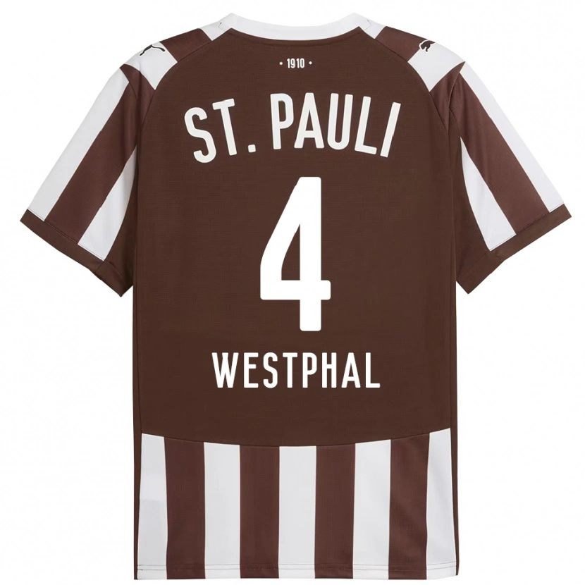 Danxen Mænd Jannik Westphal #4 Kaffe Hvid Hjemmebane Spillertrøjer 2025/26 Trøje T-Shirt