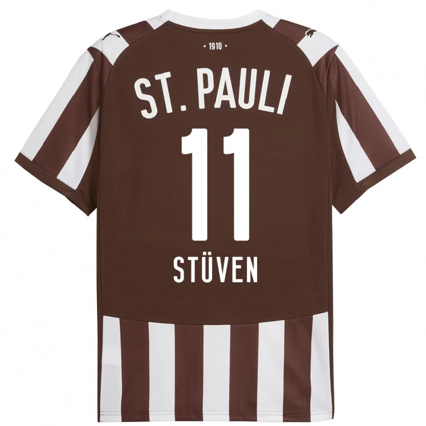 Danxen Mænd Max Stüven #11 Kaffe Hvid Hjemmebane Spillertrøjer 2025/26 Trøje T-Shirt