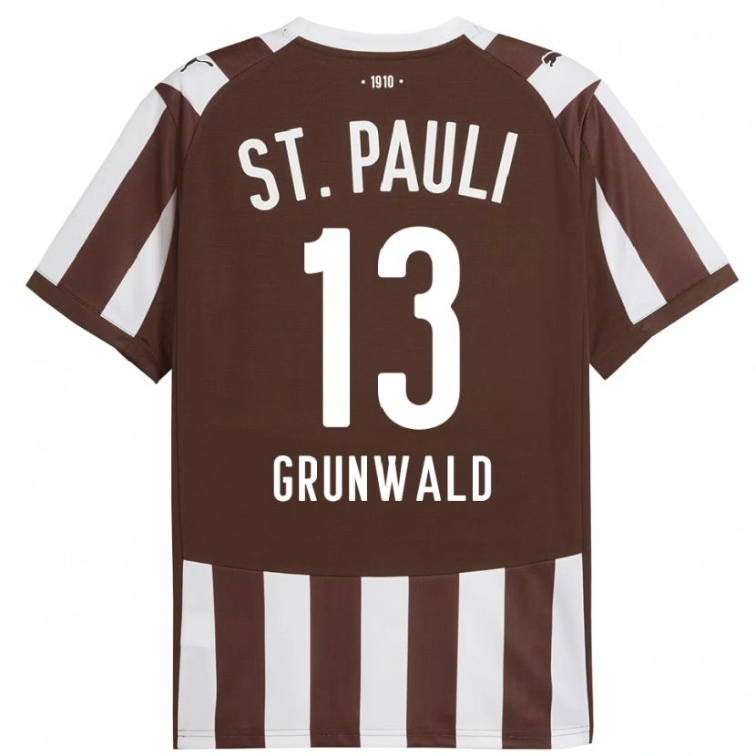 Danxen Mænd Julius Grunwald #13 Kaffe Hvid Hjemmebane Spillertrøjer 2025/26 Trøje T-Shirt