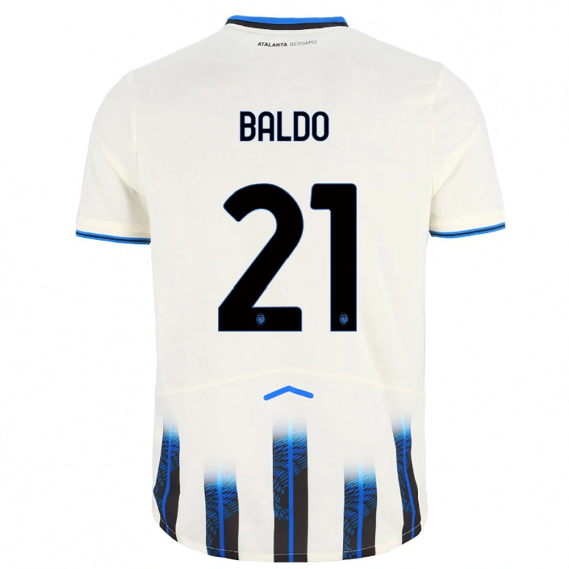 Danxen Mænd Nicolò Baldo #21 Hvid Blå Udebane Spillertrøjer 2025/26 Trøje T-Shirt