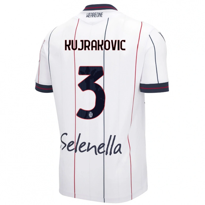 Danxen Mænd Minel Kujrakovic #3 Hvid Kongeblå Udebane Spillertrøjer 2025/26 Trøje T-Shirt