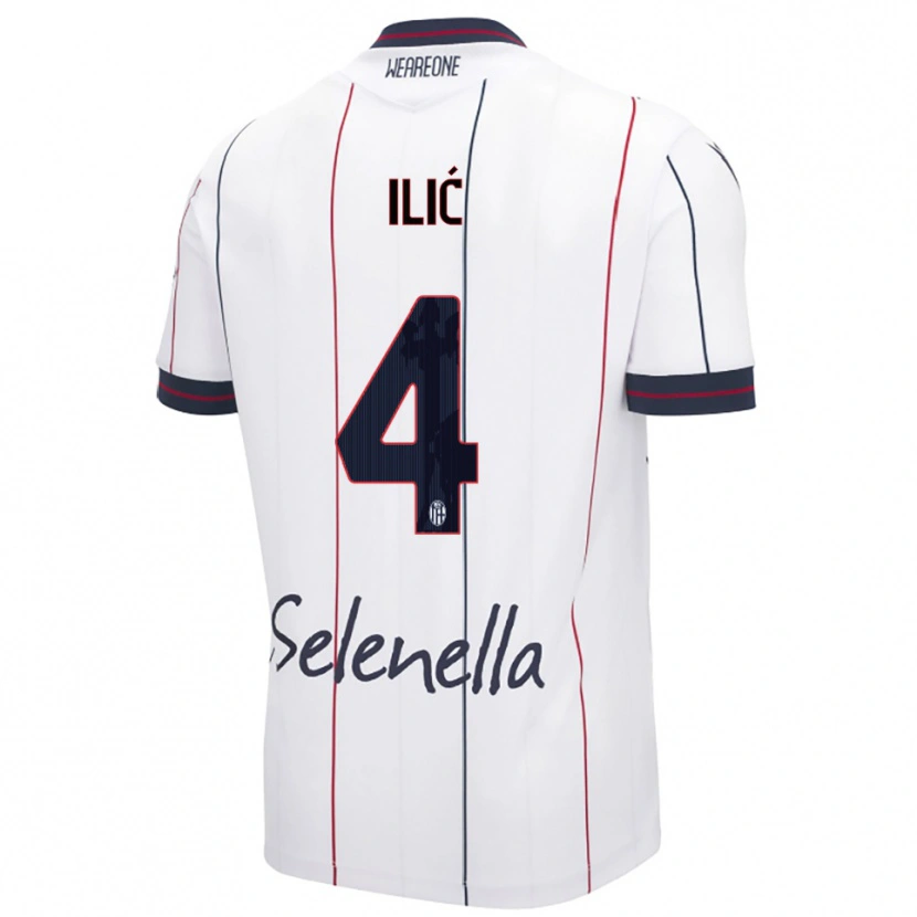 Danxen Mænd Mihajlo Ilić #4 Hvid Kongeblå Udebane Spillertrøjer 2025/26 Trøje T-Shirt