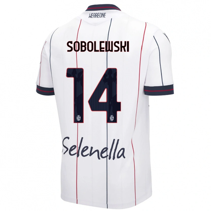 Danxen Mænd Konrad Sobolewski #14 Hvid Kongeblå Udebane Spillertrøjer 2025/26 Trøje T-Shirt