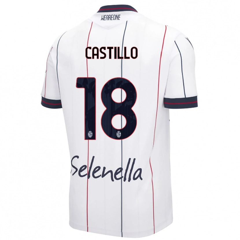 Danxen Mænd Tomas Castillo #18 Hvid Kongeblå Udebane Spillertrøjer 2025/26 Trøje T-Shirt