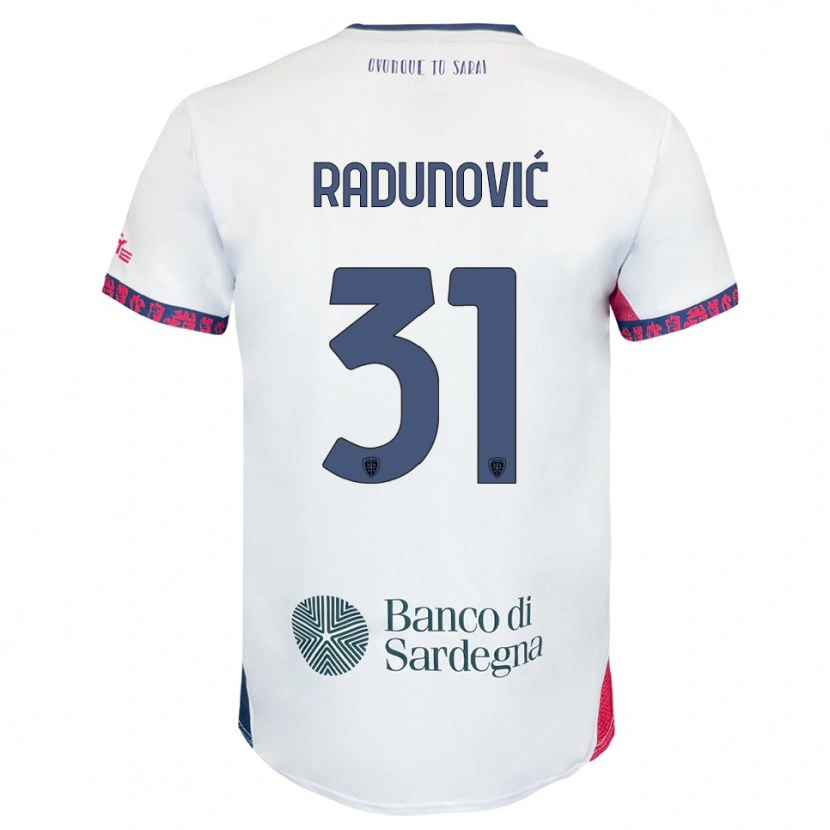 Danxen Mænd Boris Radunović #31 Hvid Navy Rød Udebane Spillertrøjer 2025/26 Trøje T-Shirt
