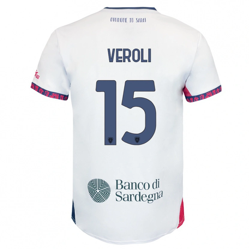 Danxen Mænd Davide Veroli #15 Hvid Navy Rød Udebane Spillertrøjer 2025/26 Trøje T-Shirt