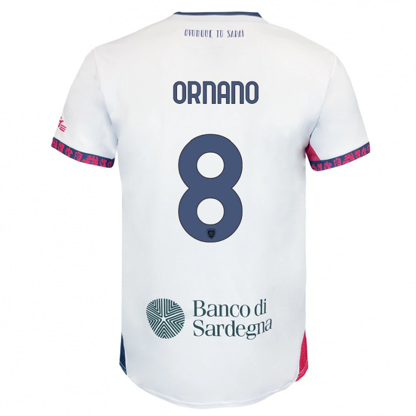 Danxen Mænd Marco Ornano #8 Hvid Navy Rød Udebane Spillertrøjer 2025/26 Trøje T-Shirt