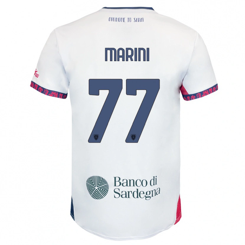 Danxen Mænd Matteo Marini #77 Hvid Navy Rød Udebane Spillertrøjer 2025/26 Trøje T-Shirt