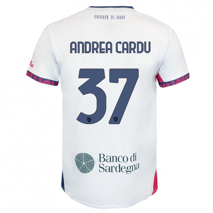 Danxen Mænd Giovanni Andrea Cardu #37 Hvid Navy Rød Udebane Spillertrøjer 2025/26 Trøje T-Shirt