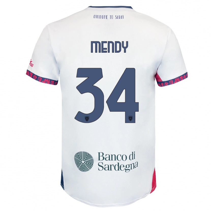 Danxen Mænd Paul Mendy #34 Hvid Navy Rød Udebane Spillertrøjer 2025/26 Trøje T-Shirt