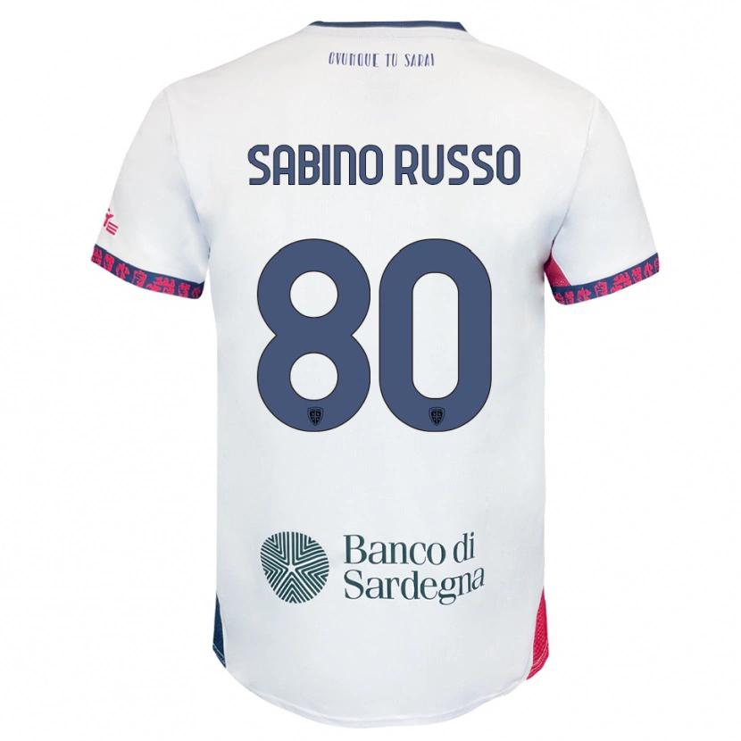 Danxen Mænd Alessandro Sabino Russo #80 Hvid Navy Rød Udebane Spillertrøjer 2025/26 Trøje T-Shirt