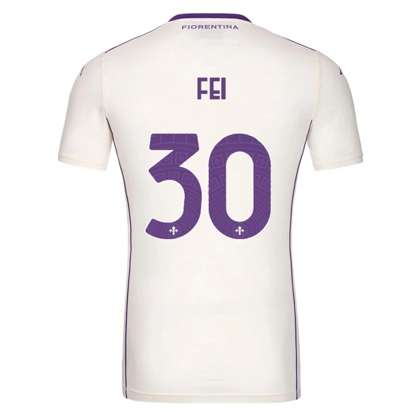 Danxen Mænd Gianmaria Fei #30 Hvid Lilla Rød Udebane Spillertrøjer 2025/26 Trøje T-Shirt