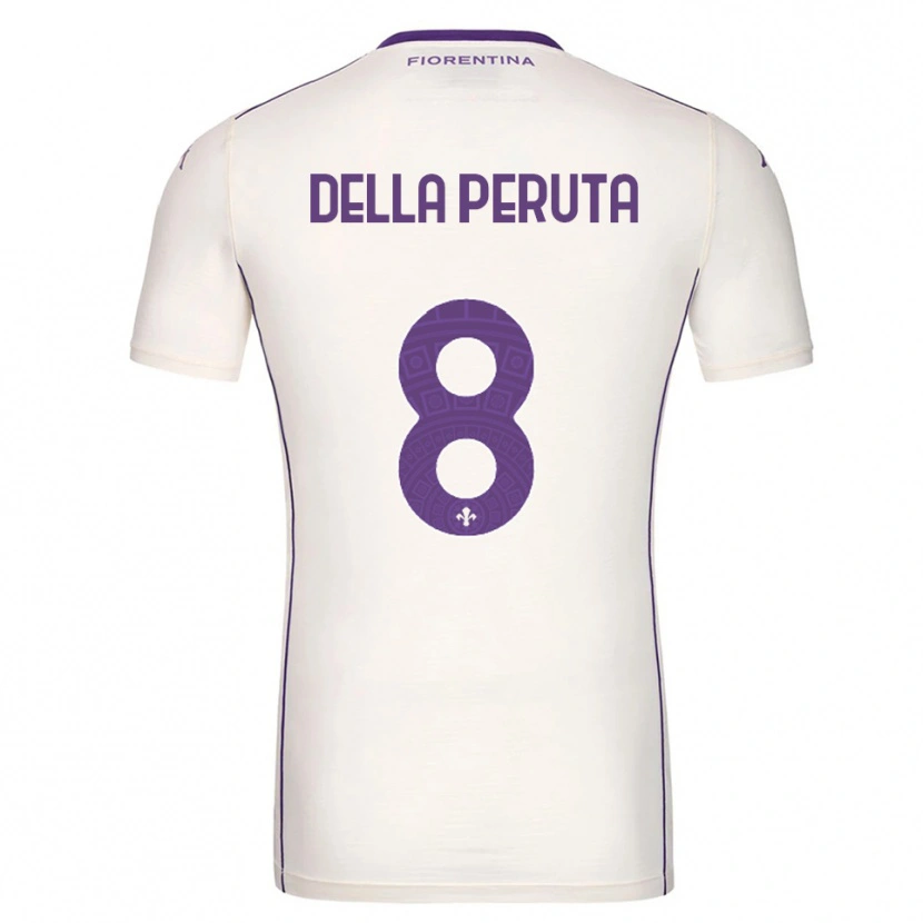 Danxen Mænd Victoria Della Peruta #8 Hvid Lilla Rød Udebane Spillertrøjer 2025/26 Trøje T-Shirt