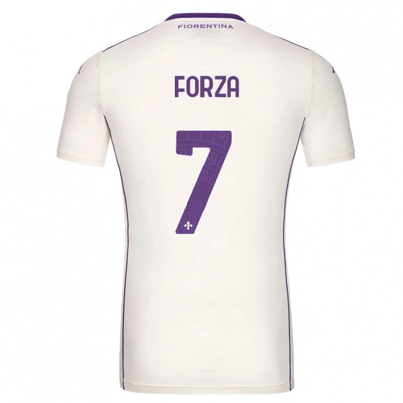 Danxen Mænd Francesco Forza #7 Hvid Lilla Rød Udebane Spillertrøjer 2025/26 Trøje T-Shirt