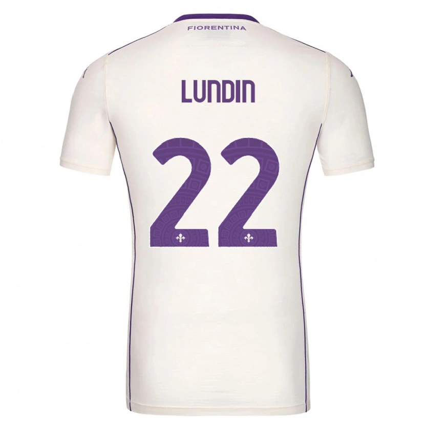 Danxen Mænd Karin Lundin #22 Hvid Lilla Rød Udebane Spillertrøjer 2025/26 Trøje T-Shirt